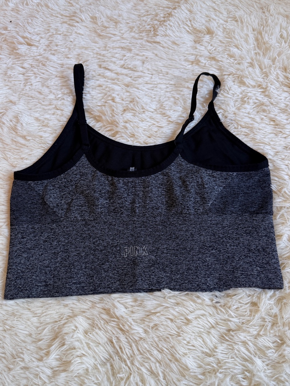 PINK Victoria's Secret Women's Black & Charcoal Seamless Sports Bra Top